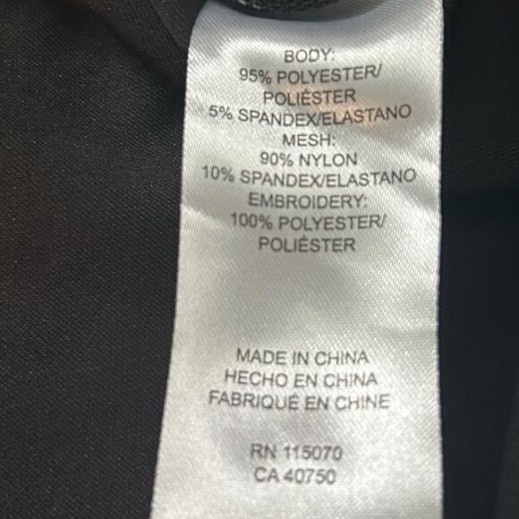 Nina Leonard Sz S Dress Black Crepe Midi Beaded Sheer Short Sleeve Round Neck - Picture 8 of 14